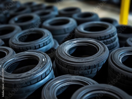 Stacked Rubber Rings Industrial Manufacturing Close-Up