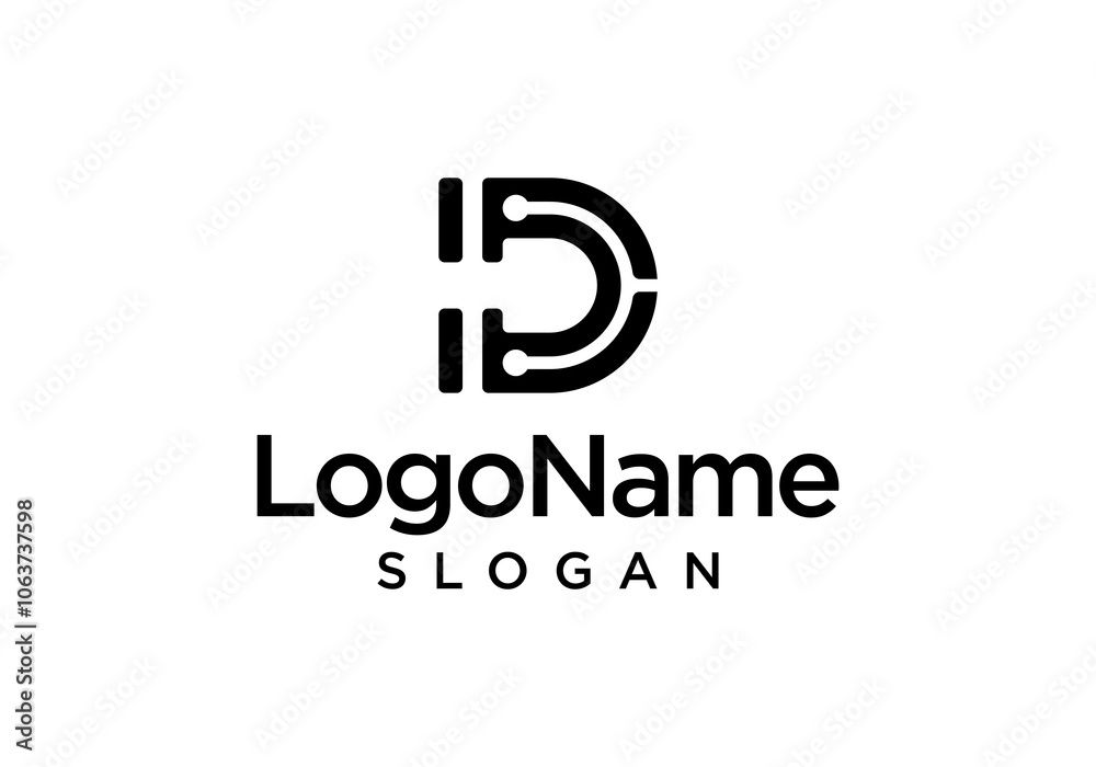 Illustration of letter d logo template with stethoscope. Logo for medical or technology. Illustration of letter d logo template with stethoscope. Logo for medical or technology.