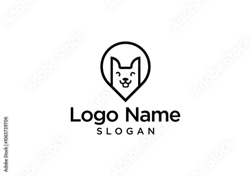 Location pin and cat logo design. Animal location icon, Vector logo illustration design. Pet cat or dog symbol with icon location marker