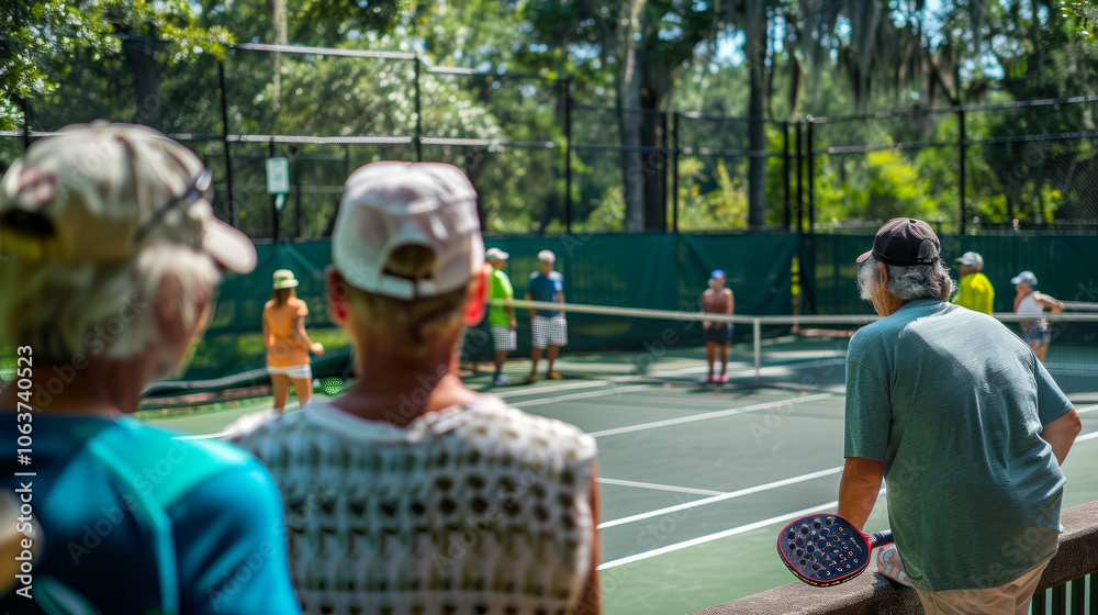 Fototapeta premium Supportive Crowd Watching Exciting Pickleball Game
