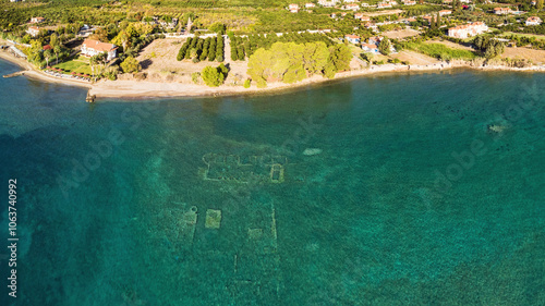The sunken city near Ancient Epidaurus in Peloponnese, Greece