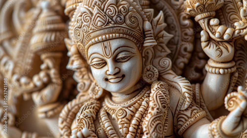 A statue of a person with a white face and a gold crown A statue of a person with a white face and a gold crown