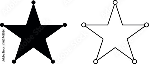 Sheriff star icon. Editable Stroke. Vector illustration