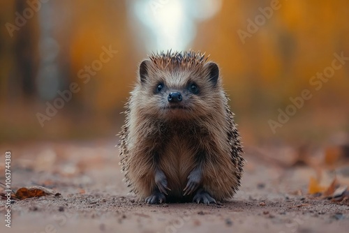 A Hedgehog in the Autumn Forest photo