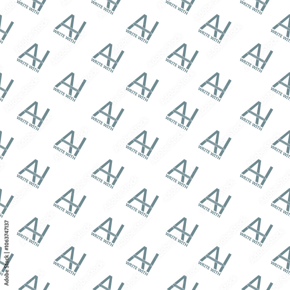 AI button icon pattern seamless isolated on white background AI button icon pattern seamless isolated on white background