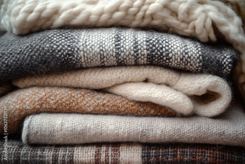 of woolen blankets layered for warmth.