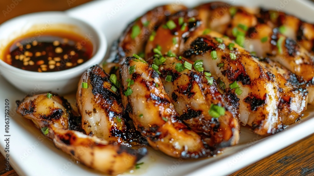 Grilled Shrimp with Sauce and Garnish Grilled Shrimp with Sauce and Garnish