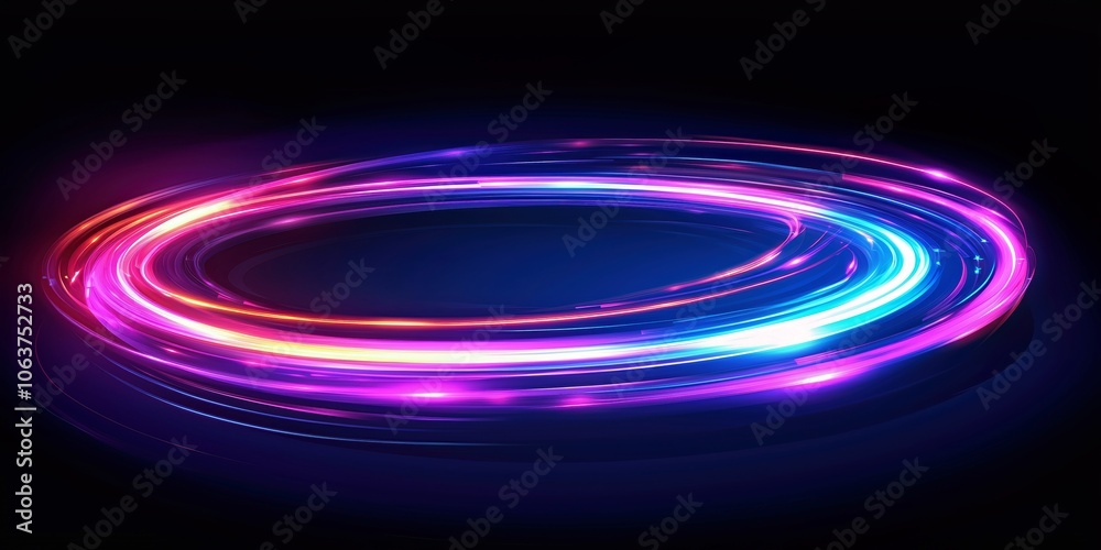 eon circular light trail in pink and blue on dark background, dynamic glowing swirl effect eon circular light trail in pink and blue on dark background, dynamic glowing swirl effect