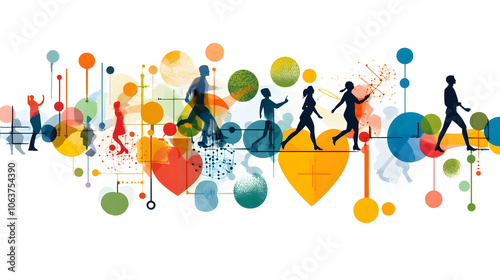 Wallpaper Mural Vibrant illustration depicting diverse people walking, connecting, and thriving Torontodigital.ca