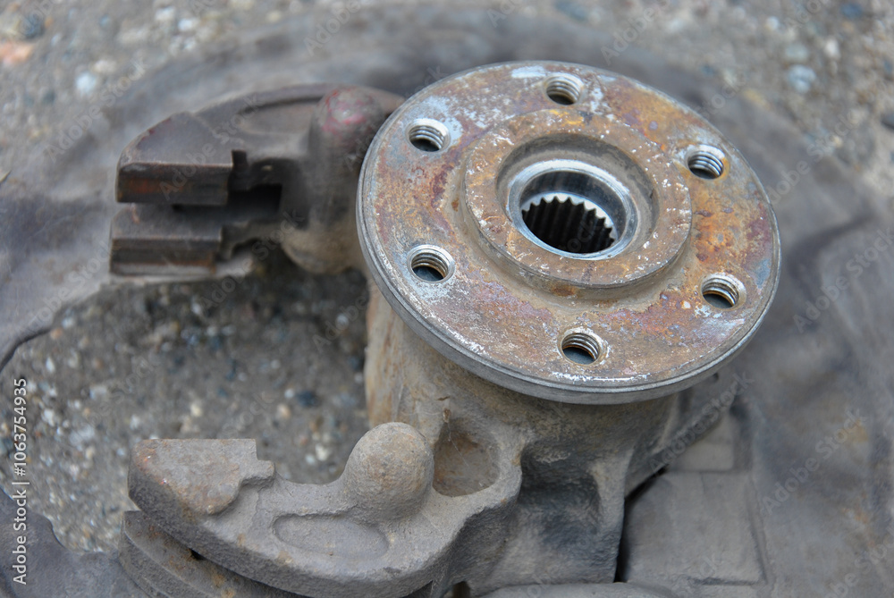 car wheel hub close up. car repair car wheel hub close up. car repair