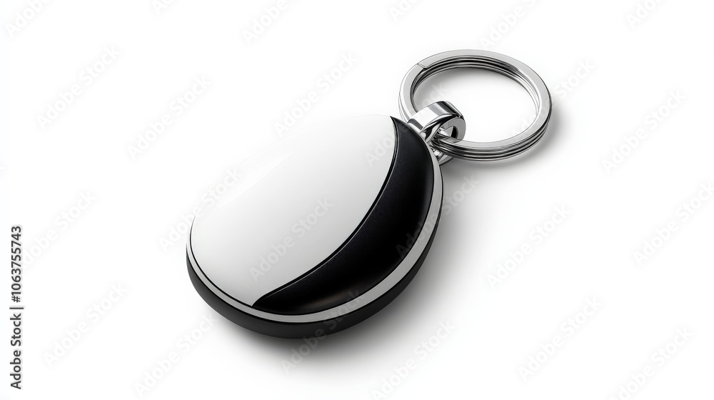 Modern Silver and Black Keyring with Polished Finish Modern Silver and Black Keyring with Polished Finish