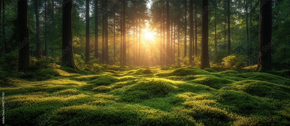 Obraz premium Sunbeams through the Trees