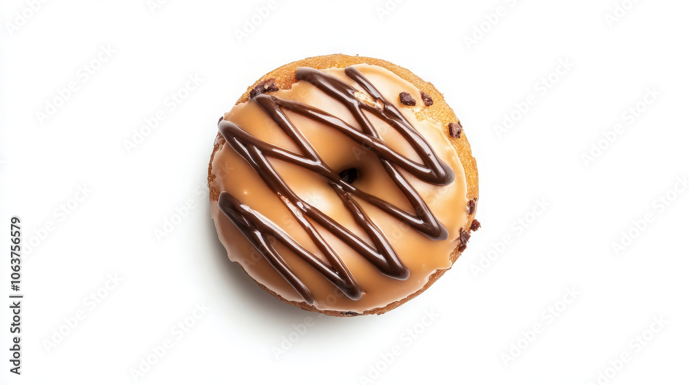 A delicious donut topped with chocolate drizzle and caramel glaze. A delicious donut topped with chocolate drizzle and caramel glaze.