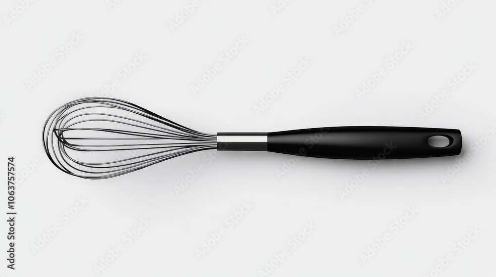 Whisk It Up: A sleek and modern stainless steel whisk with a black handle, ready to add a touch of culinary magic to your kitchen. Whisk It Up: A sleek and modern stainless steel whisk with a black handle, ready to add a touch of culinary magic to your kitchen.