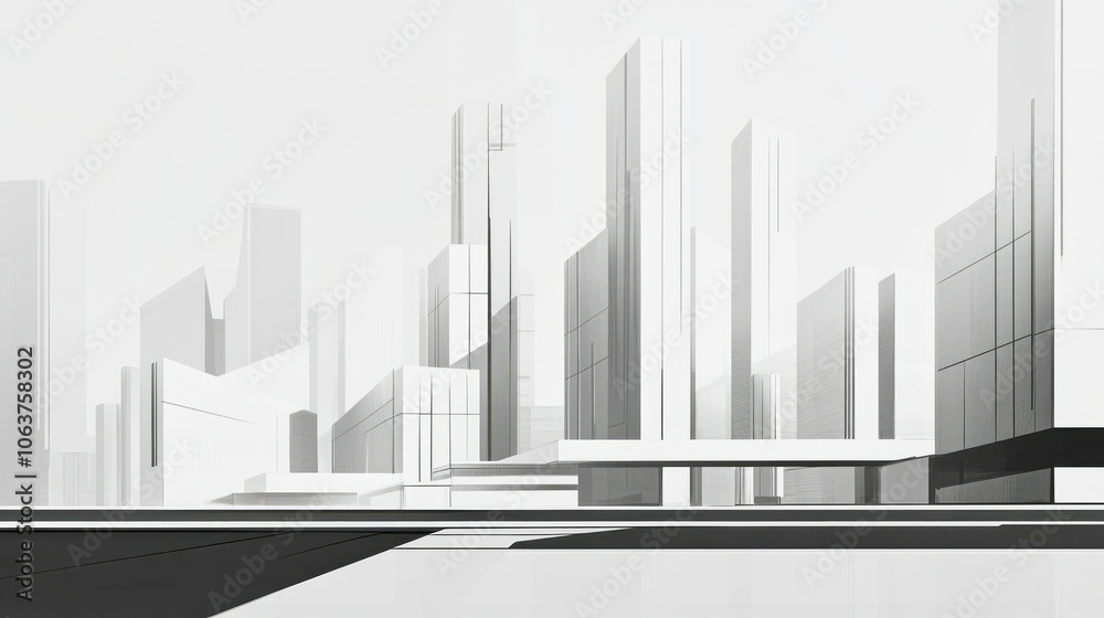 Stylish minimalist architecture featuring abstract neo brutalist buildings in monochrome tones Stylish minimalist architecture featuring abstract neo brutalist buildings in monochrome tones