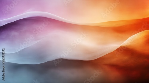 A colorful abstract image featuring flowing waves in vibrant purple, orange, and blue tones, creating a soothing blend of colors and movement. photo