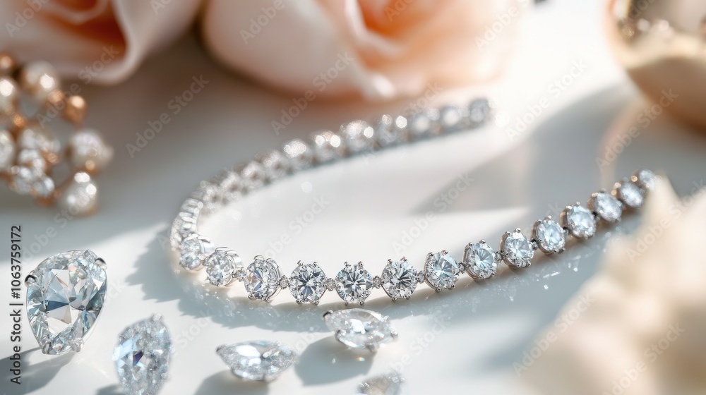 Elegant Jewelry Display on a Soft Background Elegant Jewelry Display on a Soft Background