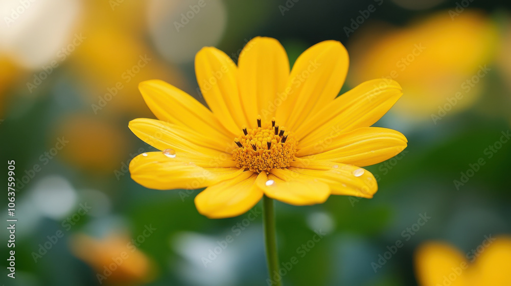 Close up yellow cosmos flower in garden Close up yellow cosmos flower in garden
