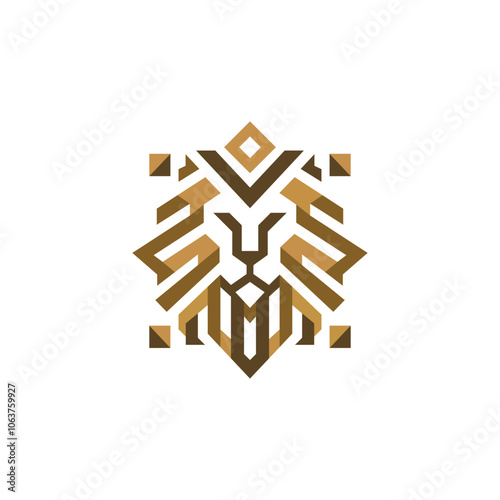 Lion head geometric vector logo design