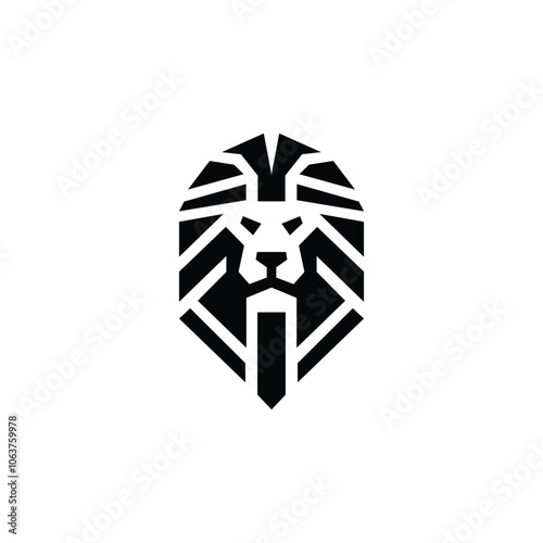 Lion head geometric vector logo design