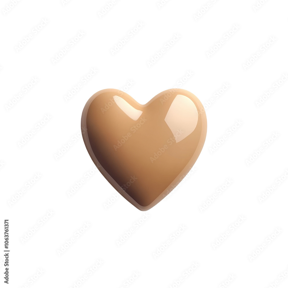 Heart-shaped makeup foundation smear isolated on a white background. PNG transparent. Heart-shaped makeup foundation smear isolated on a white background. PNG transparent.