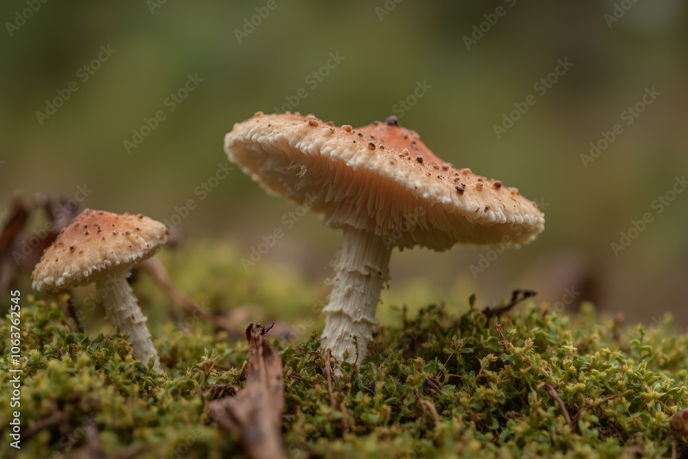 Enchanting Forest Mushrooms in Serene Mossy Greenery, Capturing Nature's Whimsical Beauty Enchanting Forest Mushrooms in Serene Mossy Greenery, Capturing Nature's Whimsical Beauty