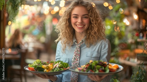 The Smiling Woman with Salads
