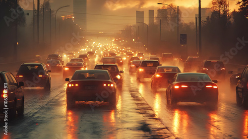 Traffic Jam at Sunset - Rea...