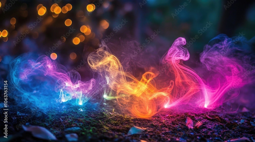 Abstract Colorful Smoke on Dark Background Abstract Colorful Smoke on Dark Background