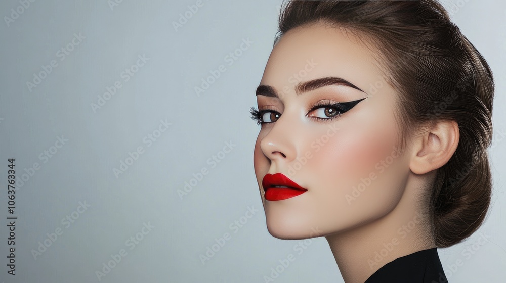 Elegant Portrait of a Woman with Stylish Makeup Elegant Portrait of a Woman with Stylish Makeup