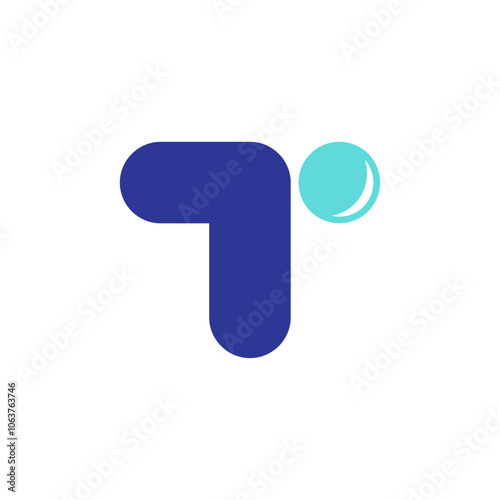 Initial T logo design with freshness of water drop concept