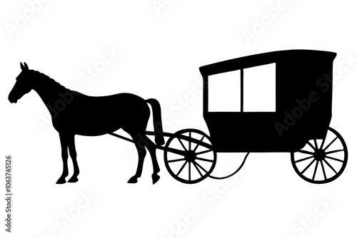 Amish buggy pulled by horse silhouette vector illustration 