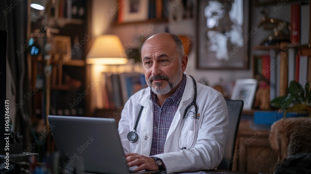 A senior doctor in a hospital setting, wearing a stethoscope, confidently represents healthcare professionalism, experience, and patient care A senior doctor in a hospital setting, wearing a stethoscope, confidently represents healthcare professionalism, experience, and patient care