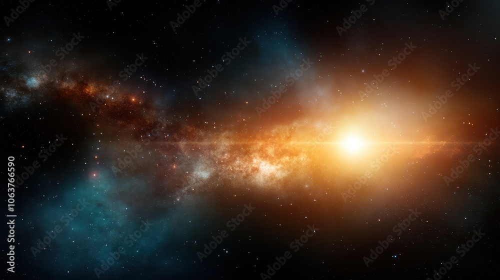 A cosmic scene unfolds with a radiant star at its center, surrounded by a breathtaking galaxy of swirling stars and colorful nebulae, showcasing the universe’s beauty. A cosmic scene unfolds with a radiant star at its center, surrounded by a breathtaking galaxy of swirling stars and colorful nebulae, showcasing the universe’s beauty.