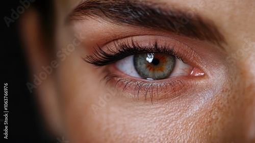 A mesmerizing close-up image of a detailed eye with vivid, reflective colors, symbolizing perception, awareness, and the window to the human soul.