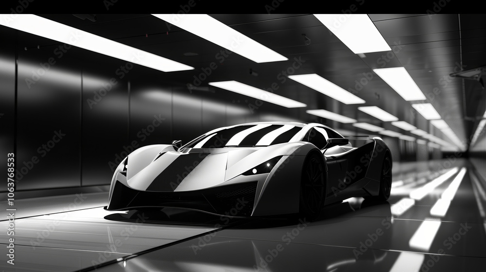 Fototapeta premium Dramatic Lighting Highlights Supercar Design