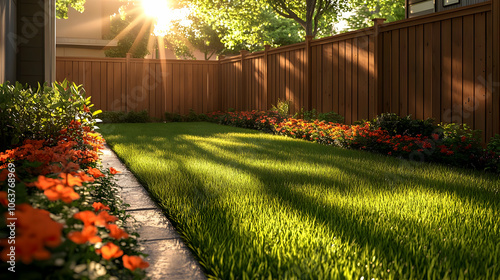 Backyard with Grass, Flower...