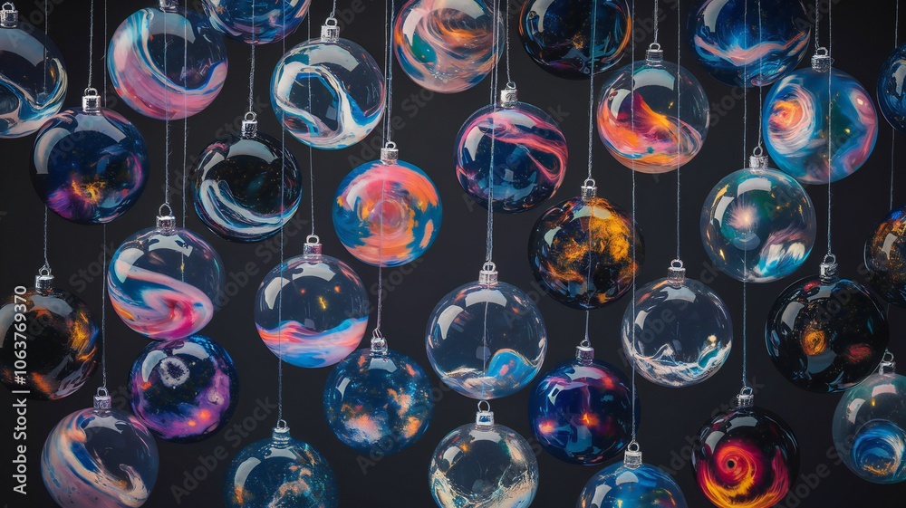Fototapeta premium Cosmic Ornaments Galaxy Themed Christmas Decorations