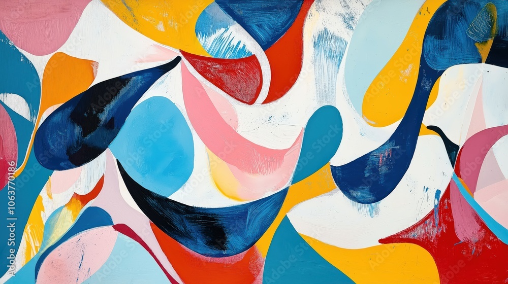 Fototapeta premium Vibrant abstract composition with dynamic colorful swirls and bold brushstrokes