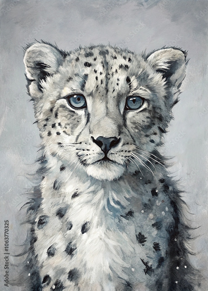 Obraz premium captivating cinematic painting featuring a portrait of leopard wall art and poster style