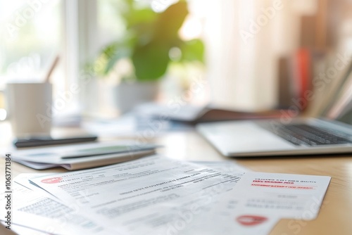 Close-Up of Document and Desk in Daylight Setting