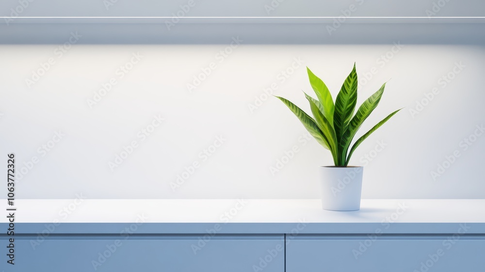 Minimalist Plant on Smooth Grey Background