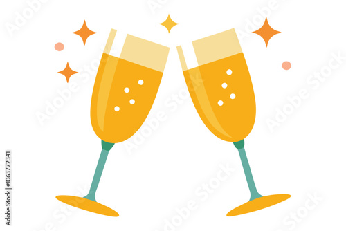 New Year Champagne Glasses | isolated vector illustration on white background