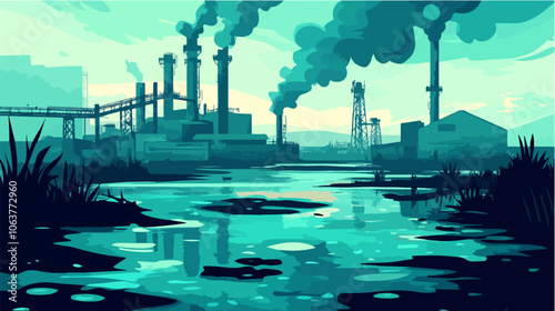 Illustration on the topic of environmental pollution. Water pollution.