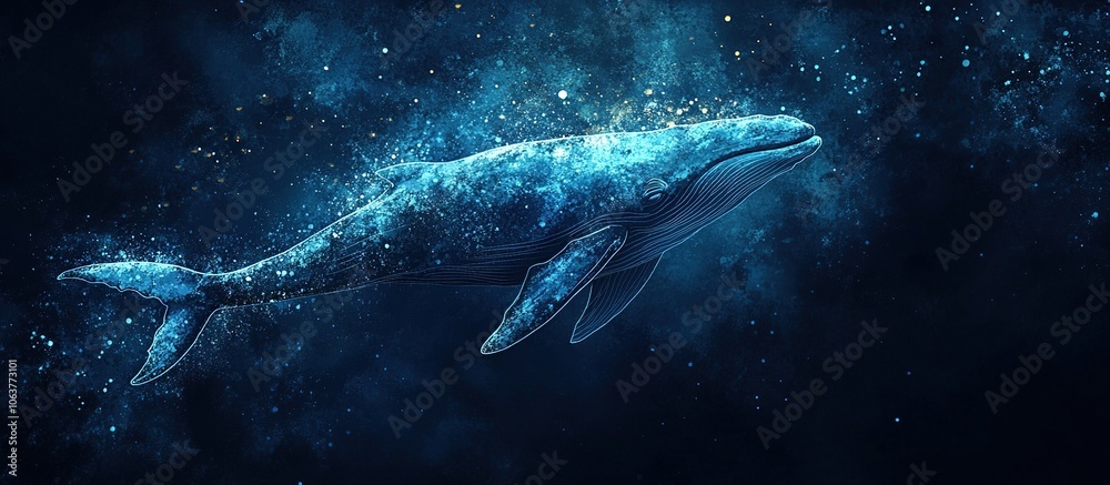 Fototapeta premium Humpback Whale in a Starry Sea
