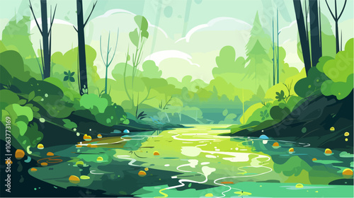 Illustration on the topic of environmental pollution. Water pollution.