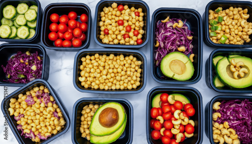 Wallpaper Mural Ready healthy food catering menu in black lunch boxes. Frash vegetable packages as daily meal diet Take away containers. Torontodigital.ca