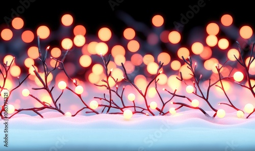 A beautiful display of glowing, warm lights on branches against a dark background, creating a cozy and festive atmosphere.
