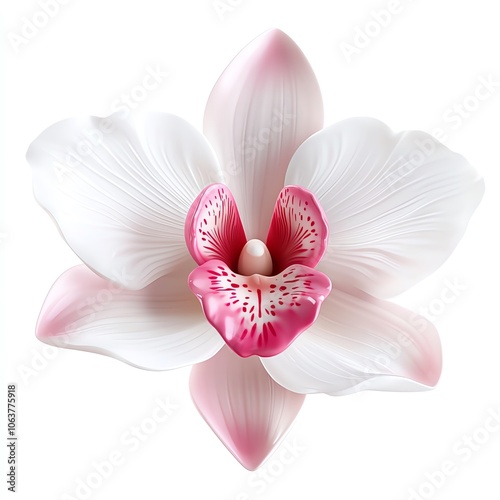 A delicate pink and white orchid flower showcasing intricate petals and details, embodying elegance and beauty in nature.