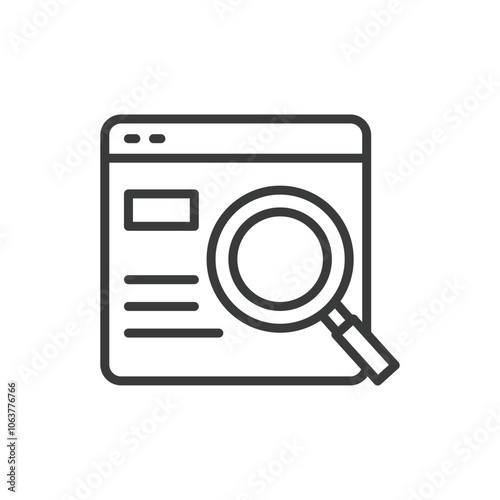 Web research, icon in line design. Web, research, data, analysis, online, information, tools on white background vector. Web research editable stroke icon